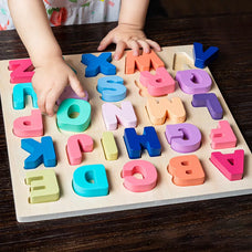 Montessori Wooden Puzzle Educational Toys for Children: Alphabet Number Shape Matching Games for 1-3 Year Old Kids