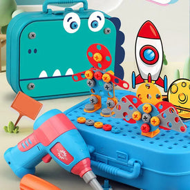 Electric Drill Tool Set for Kids: Children's Dinosaur 3D Puzzle Pretend Play Assembly Educational Toys for Kids