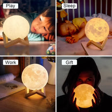 Moon Lamp LED Night Light - Battery Powered Bedroom Decor Kids Gift